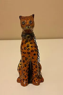 Buy Vintage Limoges Porcelain Cheetah Leopard Chain Porcelain Trinket Box • 183.93£