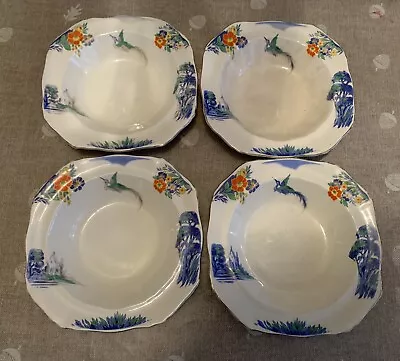 Buy Vintage 1920s Alfred Meakin Harmony Shape Bluebird Cereal Bowls 17cm • 10£