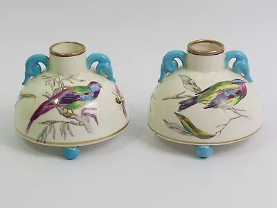 Buy A Pair Of Victorian Antique Bishop & Stonier Pottery Vases C.1880 • 44£