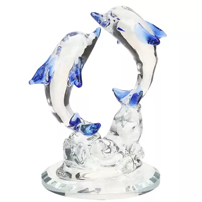 Buy Handblown Dolphin Ornament Crystal Statue Marine Glass Sculpture • 16.59£