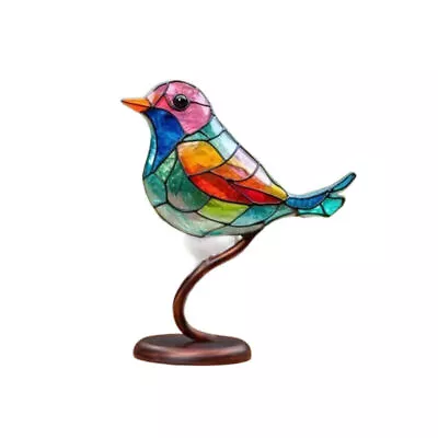 Buy Stained Glass Ornaments Bird Table Decor Bedroom Living Room Kitchen Desk • 9.24£