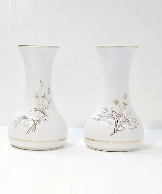 Buy Vintage Mid-Century Set Of 2 THOMAS GERMANY Porcelain Hand Painted 8  Vases • 57.63£