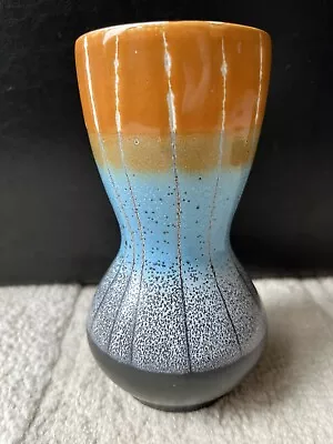 Buy 1950s German Vintage Pottery Vase Turquoise, Orange, Black • 22.52£