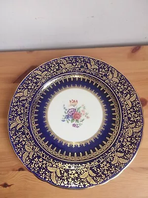 Buy Vintage AYNSLEY Plate Bone China Navy Blue & Gold, Hand Painted, 1930s. • 18.50£