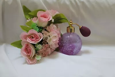 Buy 19  Lovely Caithness Glass Perfume Atomiser Purple & Gold Tone 11.5cm Tall    • 10£