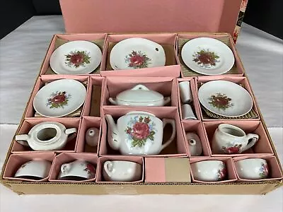 Buy Vintage  28pc Children's Tea Set Made In Japan In Orig Box Rose Floral • 46.21£