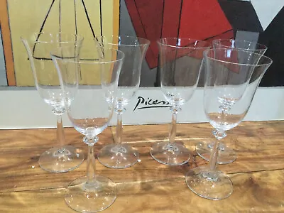 Buy 6  Bohemia Czechoslovakia Angela Crystal Large Water Glasses 9'' Wafer Stem READ • 60.47£