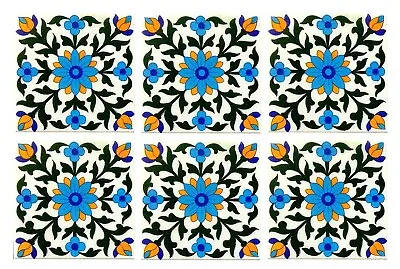 Buy Decorative Moroccan Pottery Ceramic Handmade Wall Tiles 6x6 Inch Set Of 6 Tiles • 103.94£