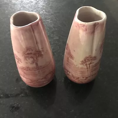 Buy A Pair Of H J Wood Pink Lustre Ware Vases Number 115 Signed To Base 7” • 14.99£