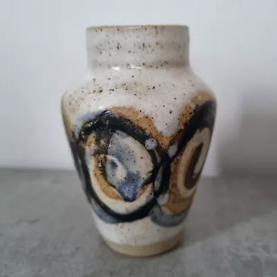Buy Vintage Small Studio Pottery Posy Vase Speckled Stone Hand Painted Blue 2.75  • 24.23£