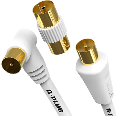 Buy Coaxial TV Aerial Cable Coax Right Angled Extension Lead Male To Male Antenna RF • 6.49£
