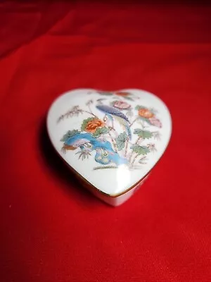 Buy Vintage Wedgwood Bone China Kutani Crane Heart Shaped Trinket Box Dish With Lid • 9.99£