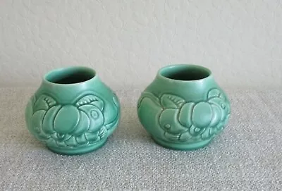 Buy Pair Crown Ducal Green Vases/bowls, Reasonable Condition, 1930's Back Stamp 241 • 18.99£