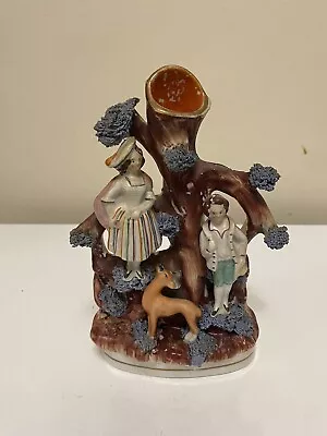 Buy Antique Staffordshire Pottery Spill Vase Figures, A Highland Couple And Deer • 25.95£