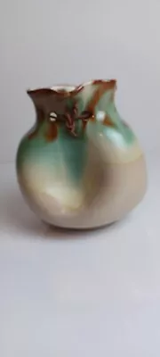 Buy MG Arroyo Stoneware Sculpted Sack Vase-Natural/Green-Spanish Pottery • 14.99£
