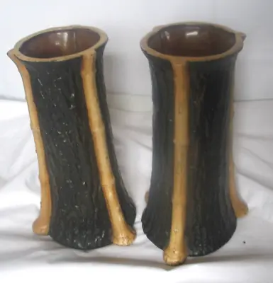Buy 2 Vintage Bretby Clanta Pottery England Bamboo 10.5 Inch Ornate Vases • 15£