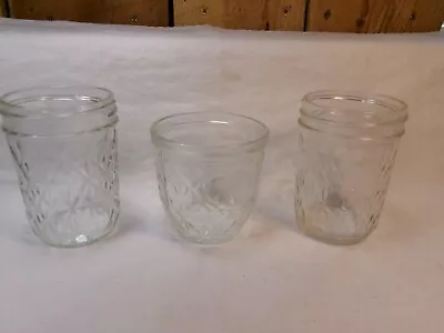 Buy Lot Of 3 Vintage 1970's Ball Quilted Crystal Glass Jelly Jars • 5.30£