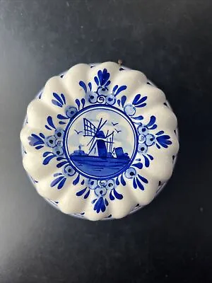 Buy Vintage Hand Panted Delft Blue Jello Food Mold Wall Hanging Windmill • 9.62£