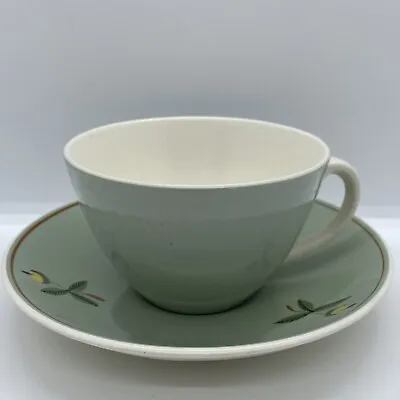 Buy Poole Pottery Ceramic Green Floral Teacup And Saucer Set • 6.50£