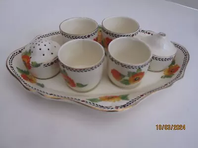 Buy Vintage Art Deco Crown Ducal Poppy Egg Cup Set Hand Painted China • 10£