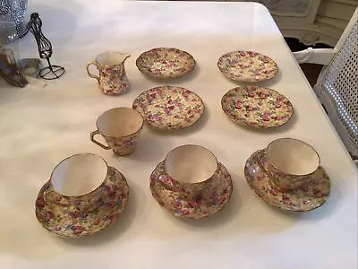 Buy Vtg Radford Crown China England Flower Chintz Tea Cups Plates Creamer Old  • 61.43£