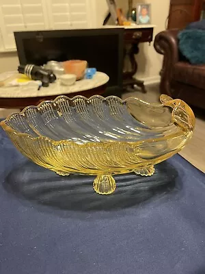 Buy Antique Vintage Cambridge Elegant Glass Yellow Caprice Seashell  Bowl 1950. H 2 • 24.93£