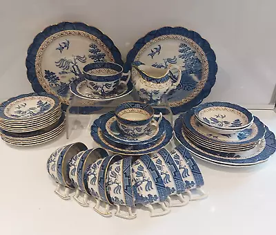 Buy Booths Real Old Willow Teaset Tea Cups & Saucers Plates Bowls 8025 X 35 Pieces • 75£