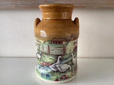 Buy Presingoll Pottery, Cornwall, Sheep, Geese Etc. Pattern, Milk Churn Shape Vase • 9.99£