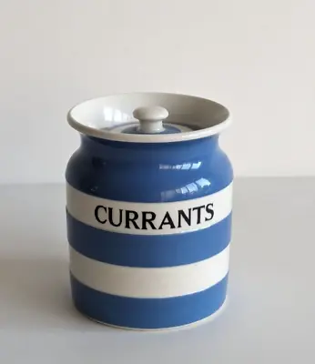 Buy Vintage T G Green Cornishware Currants Storage Jar 16cm X 10cm Black Shield • 34.99£
