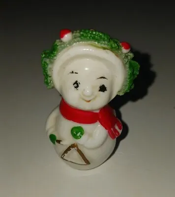 Buy Vintage Snowman Figurine Bone China Spaghetti Trim Ornament Mini • 14.21£
