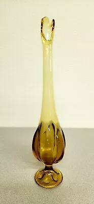 Buy Vintage MCM Viking Glass 16  Chunky Epic 6 Petal Swung Vase Amber No Chips/Crack • 47.94£