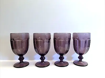 Buy 4) Vintage Libbey Purple Amethyst Gibraltar DURATUFF USA 16 Oz Goblets Glasses • 57.90£