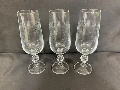 Buy Set 3 Bohemian Crystal Cascade Champagne Prosecco Flutes Etched Swag Knob Stem • 12.28£