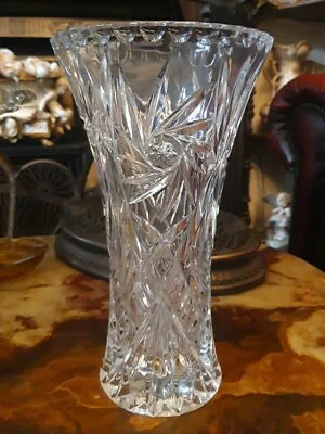 Buy  Vintage Quality Heavy Lead Crystal Cut Glass Vase, 10” Tall • 16£