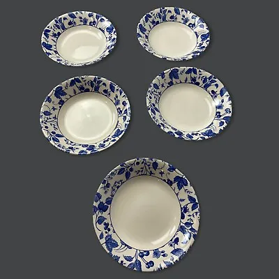 Buy Set Of 5 Churchill Blue & White China Berry Pattern Bowls Dishes Country Cottage • 25£