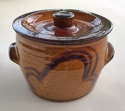 Buy Lowerdown Studio Pottery, Vintage Slipware. Lidded Pot. 14cm Tall X 17cm Dia. • 12£