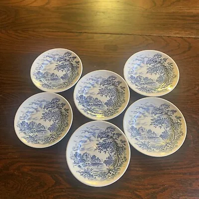 Buy Set Of 6 Vintage Blue And White Enoch Wedgwood Countryside 6  Bread Plates • 27.80£