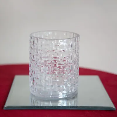 Buy Clear Glass Strippled Vase Tea Light Candle Holder 2 Sizes Wedding Table Decor  • 7.19£