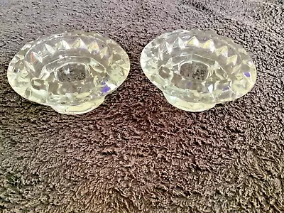 Buy Pair Clear Cut Glass Crystal Candle Holders Taper Votive Pillar Made In France • 12£