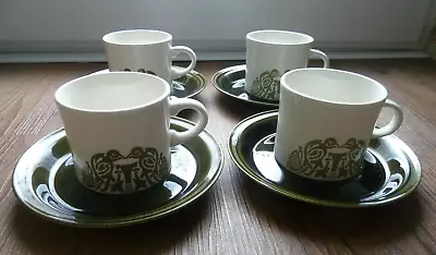 Buy Set Of 4 ARKLOW   Tree Of Life  Green & White Tea Or Coffee Cups & Saucers-220ml • 8.50£