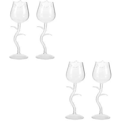 Buy 2PCS Elegant Romantic Glassware Barware Delicate Rose Shaped Goblet • 30.98£