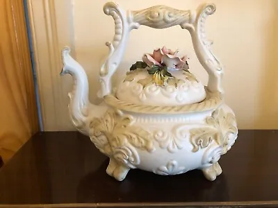 Buy Vintage Capodimonte  Embossed Floral Ceramic Kettle & Tea Pot 1225 • 33.95£