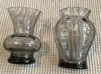 Buy Pair Of Smokey Grey Glass Wedgewood Vases • 17.99£