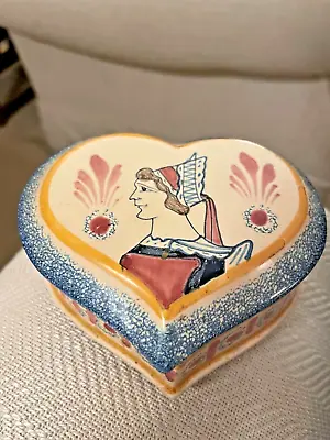 Buy Henriot Quimper Faience Heart Box & Cover • 15£