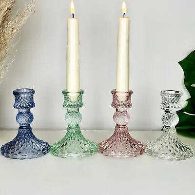 Buy Paisley Candlestick Holders Set Of 4 Jewel Glass Church Candle Table Decoration • 16£