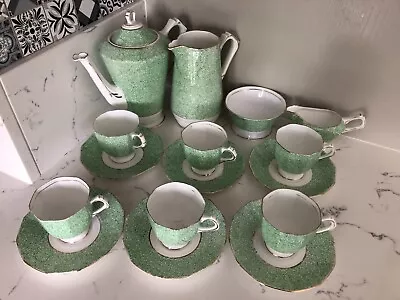 Buy Plant Tuscan China Tea Set - Vintage Art Deco Antique Made In England Green • 20£