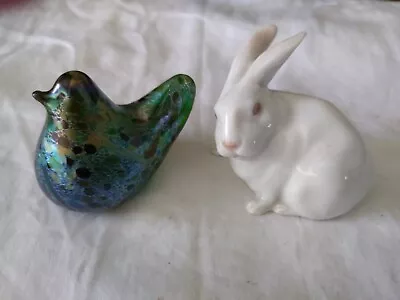 Buy Royal Copenhagen Rabbit And  Isle Of Wight Art Glass Bird • 13.27£