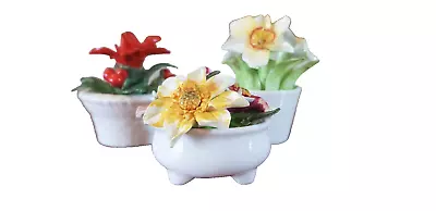 Buy Three Vintage Crown Staffs Fine Bone China Flower Ornaments April, Oct, Dec • 10£