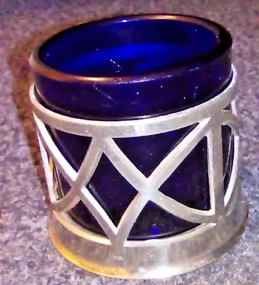 Buy Molded Cobalt Blue Glass In Metal Cage Candle Holders Vintage Retro • 10£
