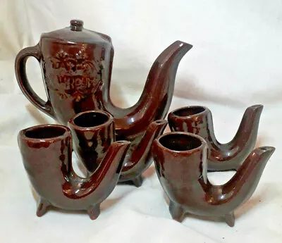 Buy Vintage Watpa Xahkpym Terracotta Pitcher In Shape Of Pipe Plus Four Vessels • 46£
